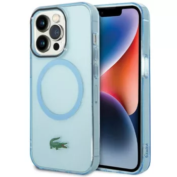   Lacoste LCHMP15LULOLB iPhone 15 Pro 6.1" hátlap, tok, Transparent Magsafe, kék
