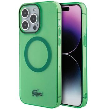   Lacoste LCHMP15LULON iPhone 15 Pro 6.1" hátlap, tok, Transparent Magsafe, zöld