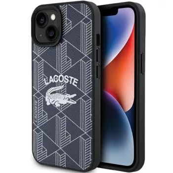   Lacoste LCHMP15SPIGV iPhone 15/14/13 6.1" hátlap, tok, Monogram Vintage Logo Magsafe, sötétkék