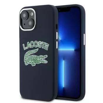   Lacoste LCHMP15SUCRV iPhone 15/14/13 6.1" hátlap, tok, Silicone Cracked Logo Magsafe, sötétkék
