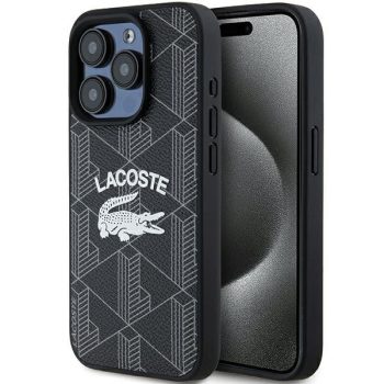  Lacoste LCHMP15XPIGK iPhone 15 Pro Max 6.7" hátlap, tok, Monogram Vintage Logo Magsafe, fekete