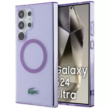   Lacoste LCHMS24LULOU Samsung Galaxy S24 Ultra lila hátlap, tok, Transparent Magsafe, lila