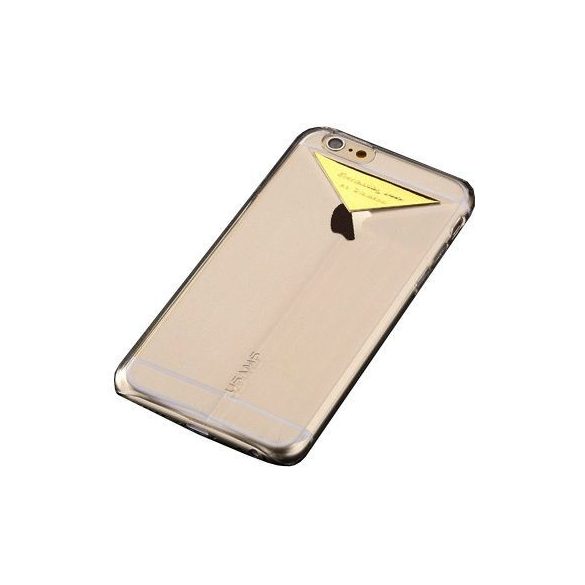 Apple iPhone 6/6S USAMS Dazzle műanyag hátlap, tok fém felirattal, arany