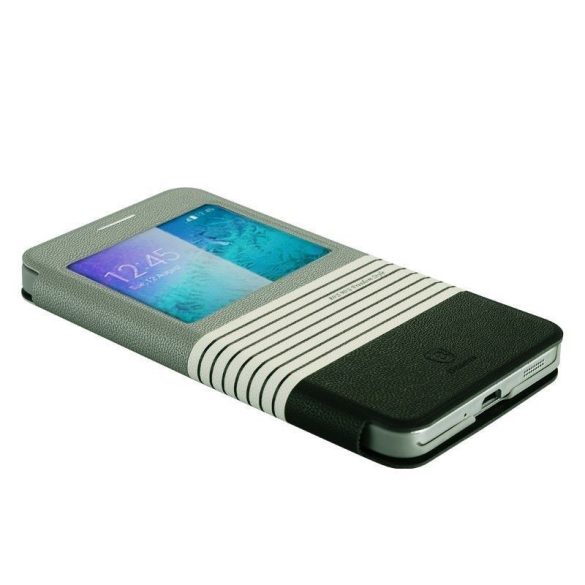 Baseus Eden Samsung Galaxy Alpha oldalra nyíló bőr tok, fekete-szürke