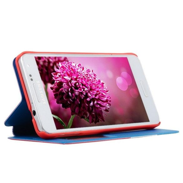 Baseus Eden Samsung Galaxy Alpha oldalra nyíló bőr tok, piros-kék