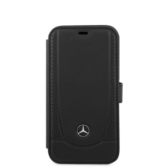 Mercedes-Benz iPhone 12 Mini 5,4" Leather Urban (MEFLBKP12SARMBK) eredeti bőr oldalra nyíló tok, fekete