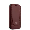 Mercedes-Benz iPhone 12 Mini 5,4" Leather Urban (MEFLBKP12SARMRE) eredeti bőr oldalra nyíló tok, piros