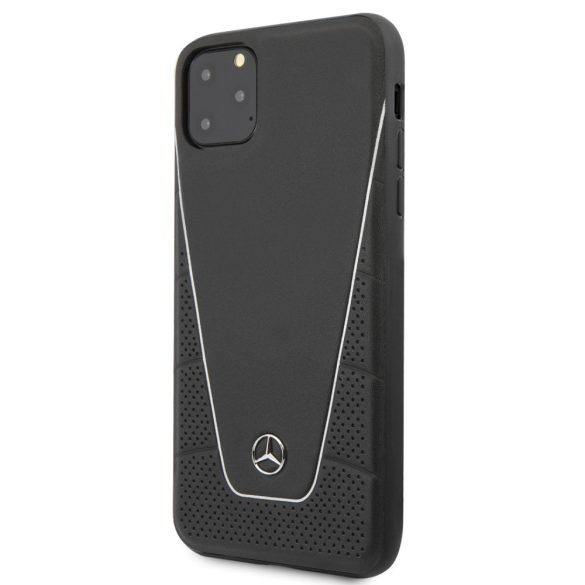 Mercedes-Benz iPhone 11 Pro Max Pattern Line eredeti bőr (MEHCN65CLSSI) hátlap, tok, fekete