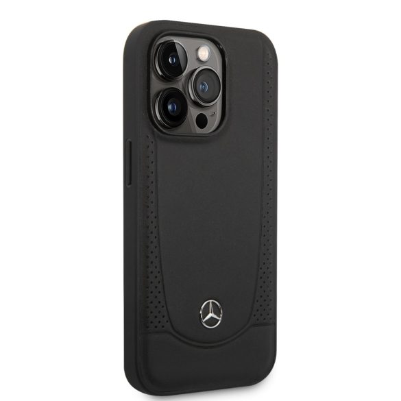 Mercedes iPhone 14 Pro Leather Urban Bengale (MEHCP14LARMBK) hátlap, tok, fekete