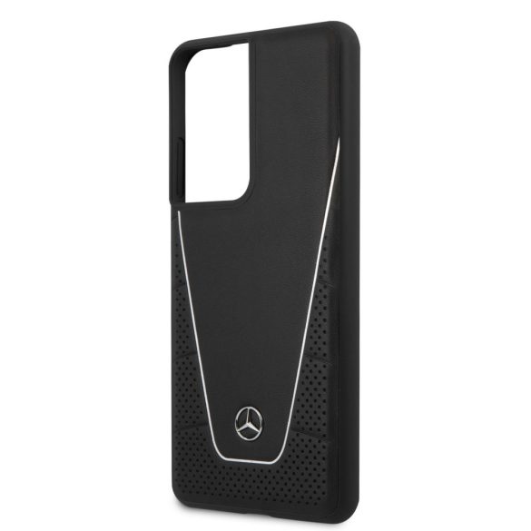 Mercedes-Benz Samsung Galaxy S21 Ultra Dynamic Leather (MEHCS21LCLSSI) eredeti bőr oldalra nyíló tok, fekete