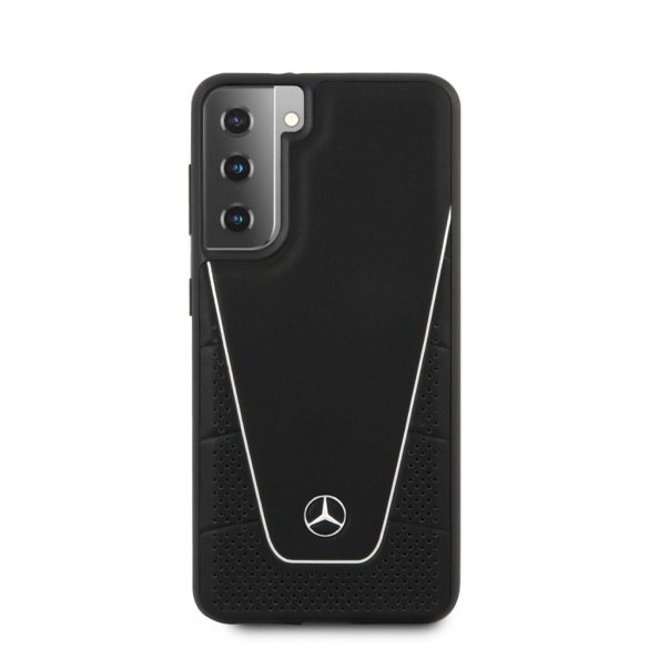 Mercedes-Benz Samsung Galaxy S21 Leather Urban (MEHCS21SCLSSI) eredeti bőr oldalra nyíló tok, ezüst