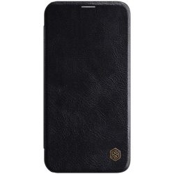   Nillkin Qin Leather Book iPhone 12 Mini oldalra nyíló eredeti bőr tok, fekete