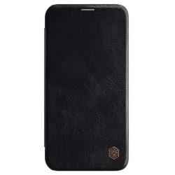   Nillkin Qin Leather Book iPhone 12/12 Pro oldalra nyíló eredeti bőr tok, fekete