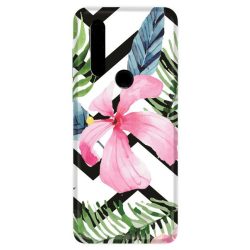  Casegadget Huawei P20 Lite (2019) Pink Flower And Leaves, hátlap, tok, mintás, színes
