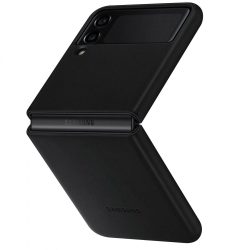   Samsung Leather Cover Samsung Galaxy Z Flip 3 eredeti bőr, gyári hátlap, tok, fekete