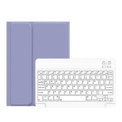   USAMS Winro iPad 7/8/9 10.2" (2019/2020/2021) oldalra nyíló smart tok billentyűzettel, lila-fehér