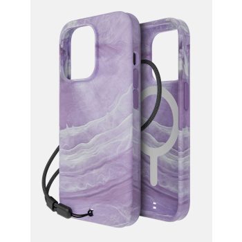   Bodyguardz Carve Marble Magsafe Case iPhone 15 Pro MagSafe hátlap + csuklópánt, tok, lila-fehér