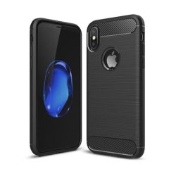Carbon Case Flexible iPhone Xs Max hátlap, tok, fekete
