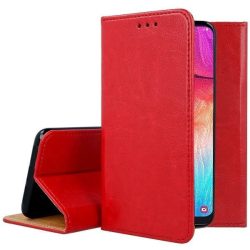   Smart Magnetic Samsung Galaxy A8 Plus (2018) oldalra nyíló tok, piros