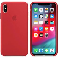Apple gyári iPhone Xs Max szilikon hátlap, tok, piros
