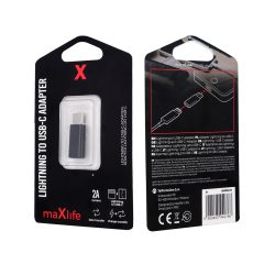 Maxlife Lightning - USB-C átalakító adapter, fekete