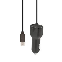   Maxlife MXCC-02 USB univerzális autós szivargyújtó töltő, gyorstöltő 2.1A + Micro USB kábel, fekete