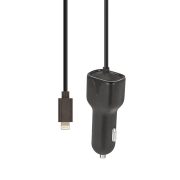   Maxlife MXCC-02 USB univerzális autós töltő, gyorstöltő 2.1A, iPhone lightning, fekete