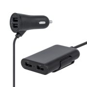   Maxlife MXCC-03 2x2 USB univerzális autós töltő, gyorstöltő, utas adapterrel, fekete