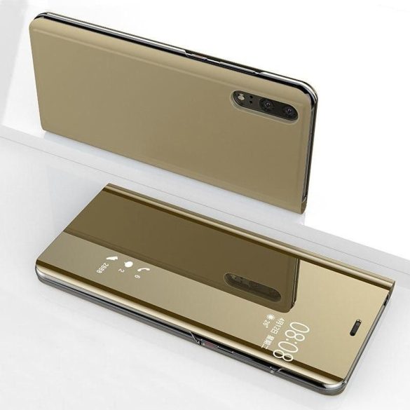 Clear View Case cover Huawei P30 Pro oldalra nyíló tok, arany