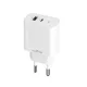 Maxlife MXTC-06-25AC PD QC hálózati töltő 1x USB-C 1x USB 25W, fehér
