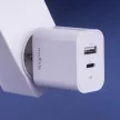 Maxlife MXTC-06-25AC PD QC hálózati töltő 1x USB-C 1x USB 25W, fehér
