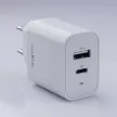 Maxlife MXTC-06-25AC PD QC hálózati töltő 1x USB-C 1x USB 25W, fehér