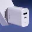 Maxlife MXTC-10-30AC PD QC hálózati töltő 1x USB-C 1x USB 30W, fehér