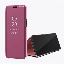   Clear View Case cover Huawei P40 Lite oldalra nyíló tok, rózsaszín