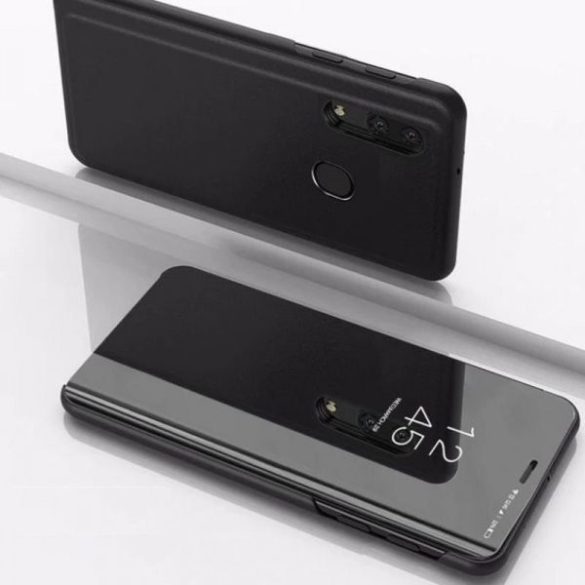 Clear View Case cover Huawei P40 Lite E/Y7P oldalra nyíló tok, fekete