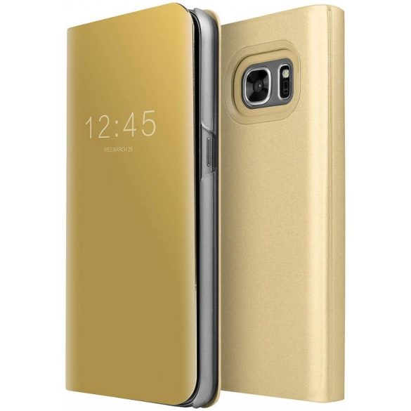 Clear View Case cover Xiaomi Mi Note 10 Lite oldalra nyíló tok, arany
