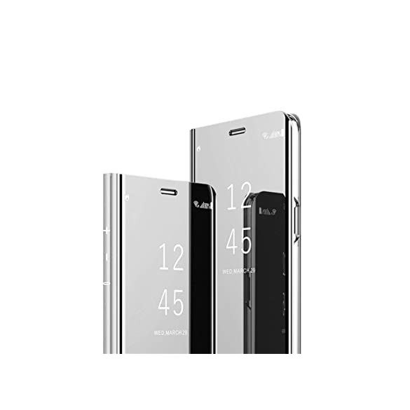 Clear View Case cover Xiaomi Mi 10 Lite oldalra nyíló tok, ezüst
