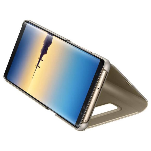 Clear View Case cover Samsung Galaxy A21s oldalra nyíló tok, arany