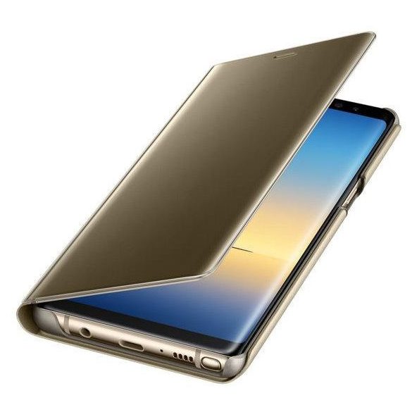 Clear View Case cover Samsung Galaxy A21 oldalra nyíló tok, arany