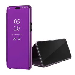   Clear View Case cover Huawei P40 Lite E/Y7P oldalra nyíló tok, lila
