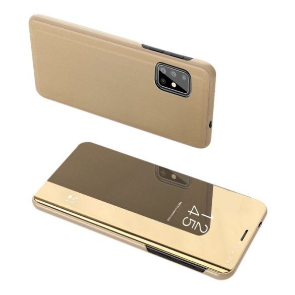 Clear View Case cover Samsung Galaxy A72 4G/5G oldalra nyíló tok, arany