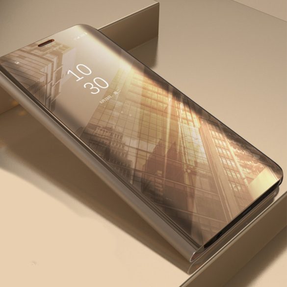 Clear View Case cover Samsung Galaxy A02s oldalra nyíló tok, arany