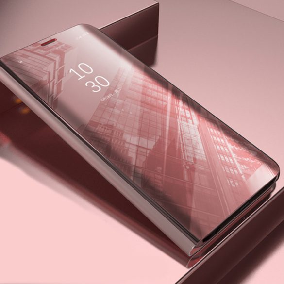 Clear View Case cover Samsung Galaxy A12 oldalra nyíló tok, rózsaszín