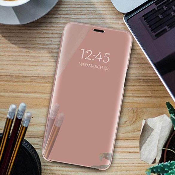 Clear View Case cover Samsung Galaxy A14 4G/A14 5G oldalra nyíló tok, rózsaszín