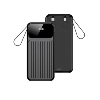   Maxlife power bank with built-in cables MXPB-06 PD QC 22,5W 10000 mAh, fekete