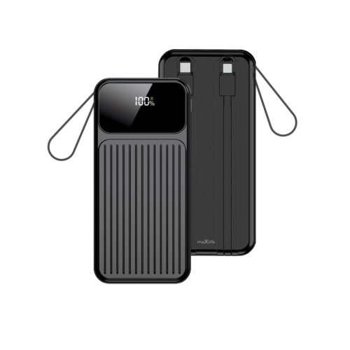 Maxlife power bank with built-in cables MXPB-06 PD QC 22,5W 10000 mAh, fekete