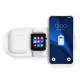 KT-IW 3in1 LED-es Qi Wireless Charger, AirPods, Apple Watch és mobiltelefon vezeték nélküli töltő, 15W, fehér