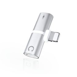   Lightning (Apple) - HF/Lightning (Apple) elosztó adapter, ezüst