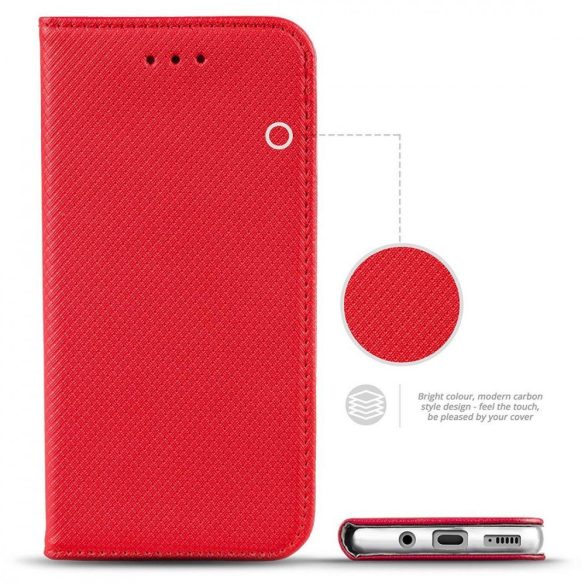 Smart Magnet Xiaomi Mi 10 Lite 5G oldalra nyíló tok, piros