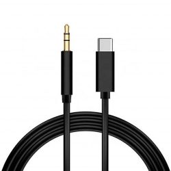 AUX 3.5mm jack audió/USB-C kábel, fekete